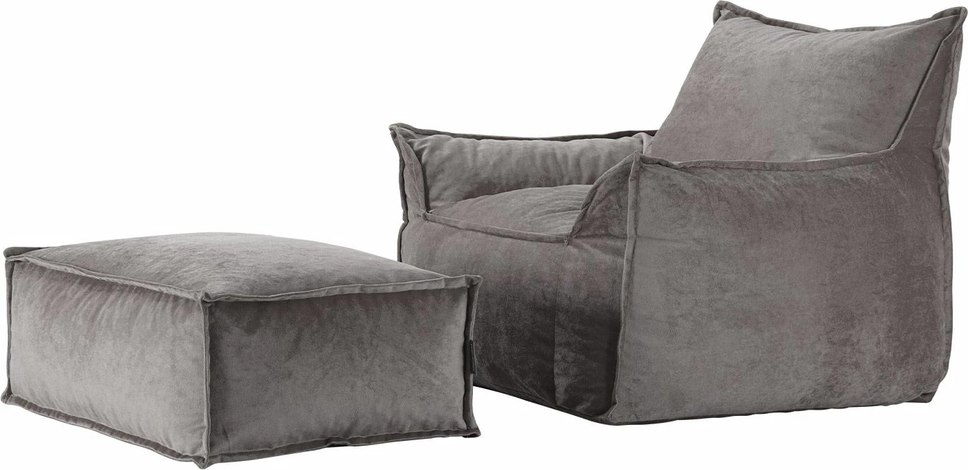 Karrige një vend me pouffe, ngjyrë gri e çelët, Atelier del Sofa, Notre Set