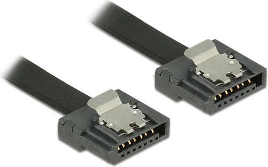 Kabllo SATA III DeLOCK 83838, 0.1 m, SATA 7-pin M/M, ultra fleksibile, e zezë