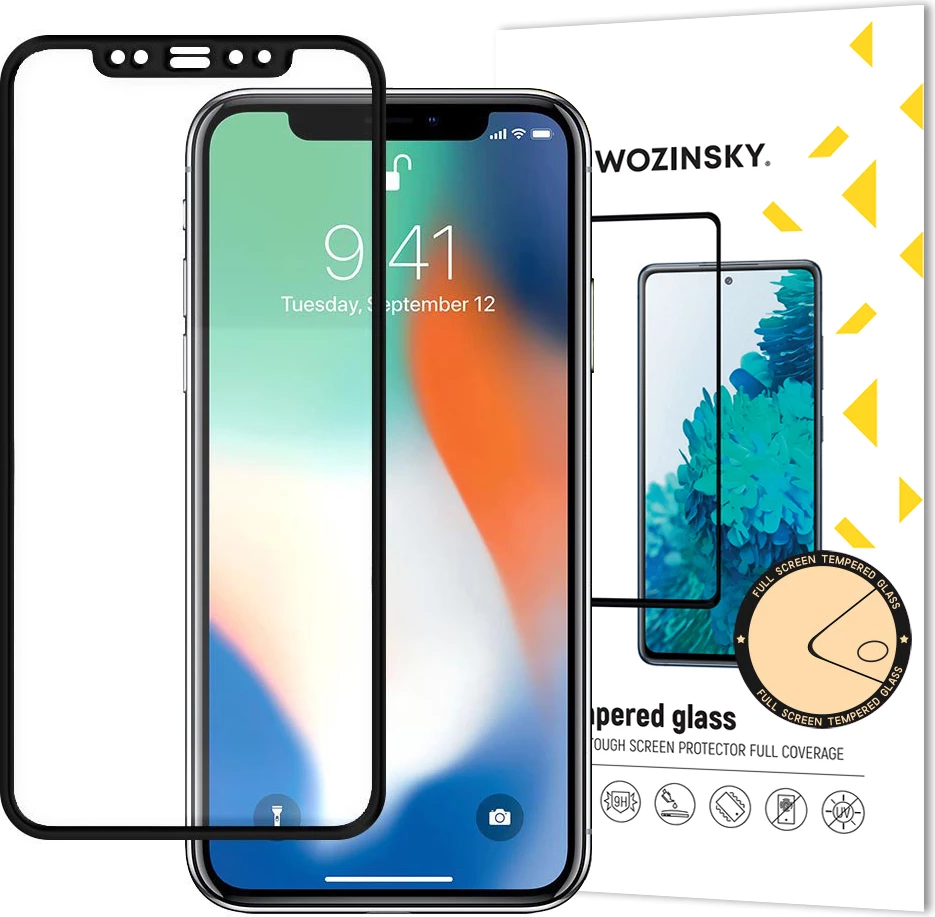 Mbrojtës ekrani xhami i temperuar, Wozinsky, Full Glue për iPhone 11 Pro Max / iPhone XS Max, 9H, kornizë e zezë