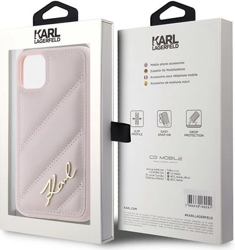 Mbështjellës Karl Lagerfeld Diagonal Quilted Script për iPhone 11/XR, Rozë