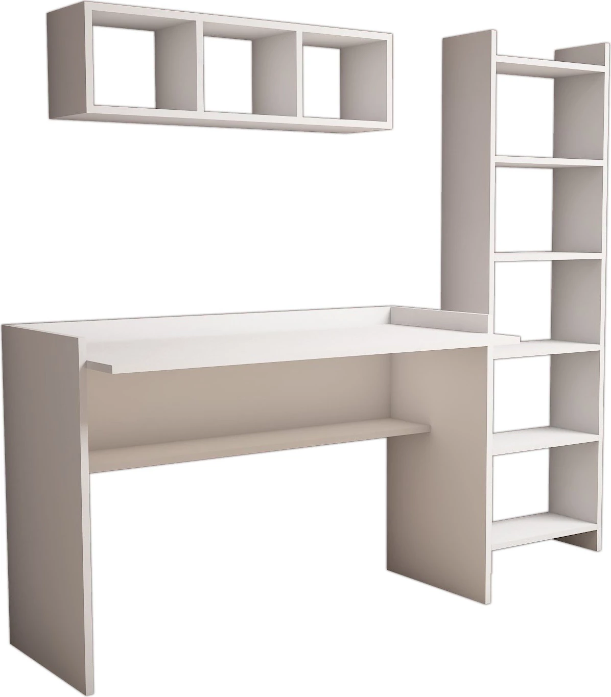 Set tavoline studimi me raft librash, Hanah Home, Hera, e bardhë