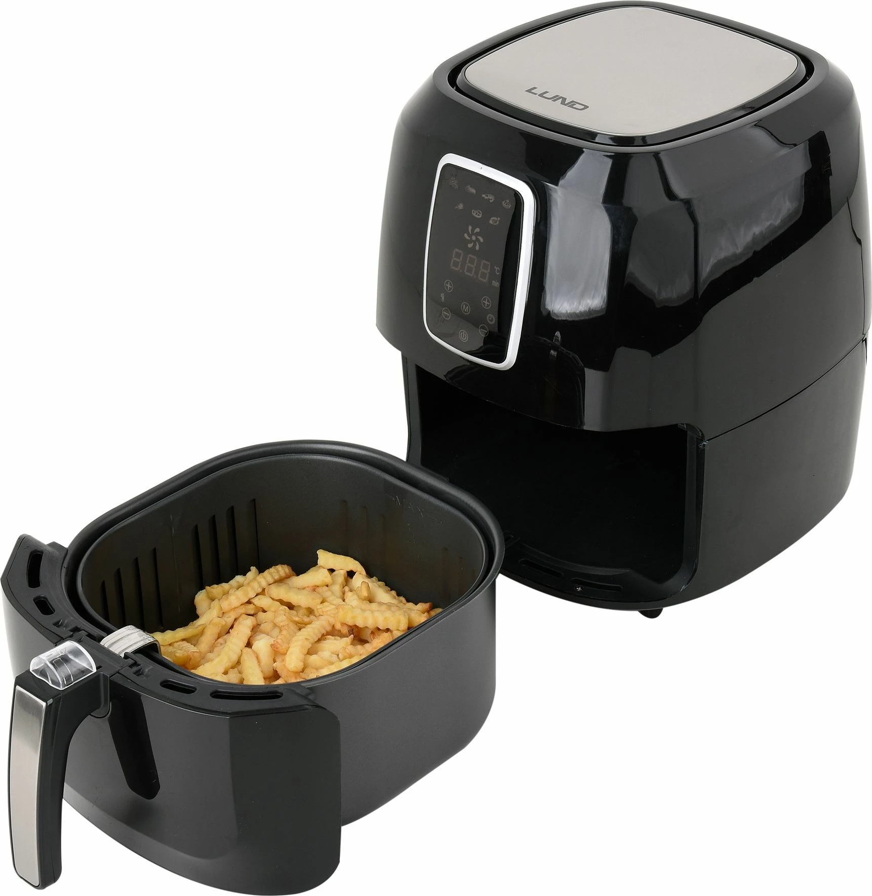Fritozë pa vaj Lund T67574, 5.2L 1800W LED, e zezë, set me aksesorë