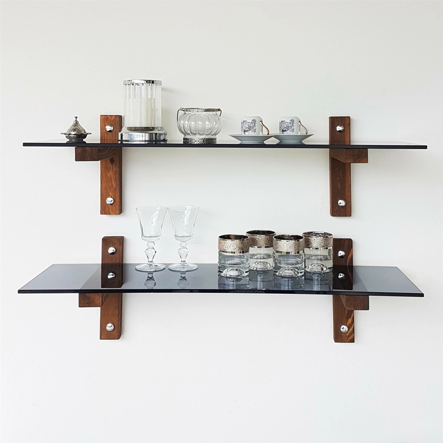 Raft muri Hanah Home, R202, ngjyrë arre dhe fume, 2 copë