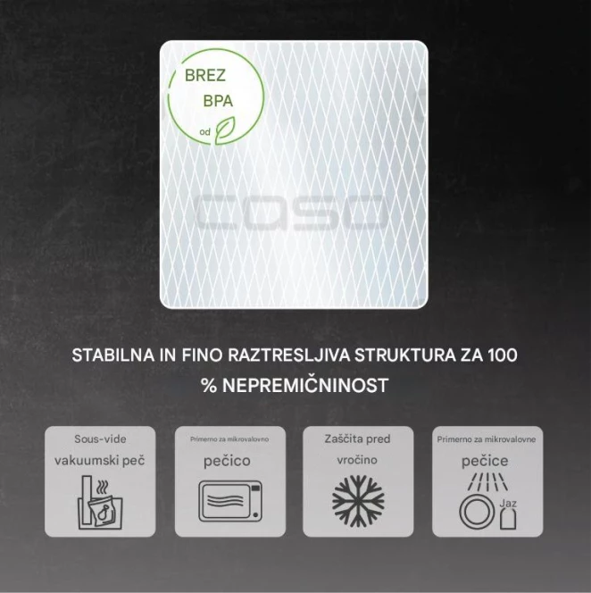 Set qese vakumi dhe role folie CASO Complete Foil 5 1237, 50x 16×23 cm + 5 role (2x 20×600 cm, 1x 28×600 cm, 2x 30×600 cm), BPA-free, transparent