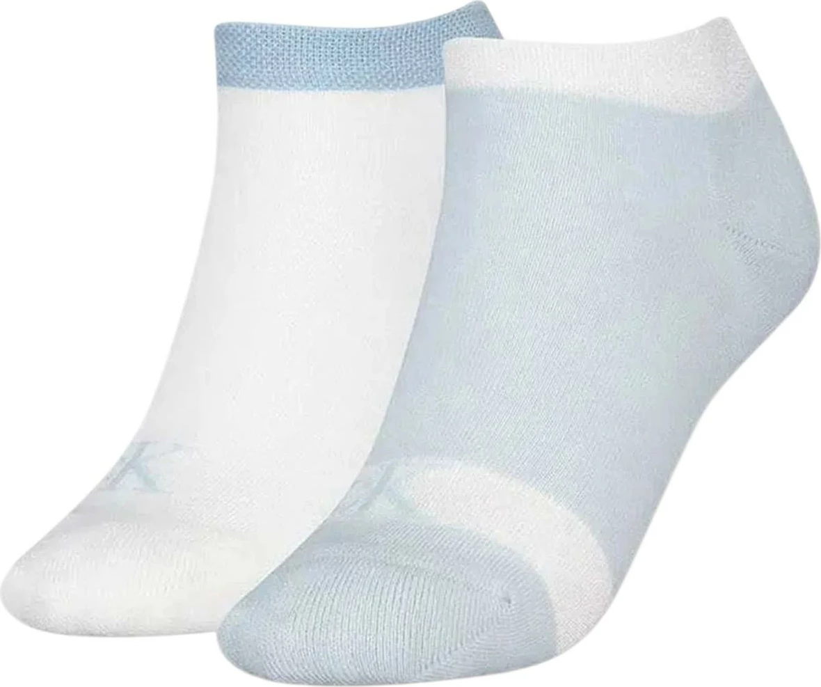 Set çorape sneaker për femra Calvin Klein Jeans CKJ 2P Glossy 701230600, kaltër e çelët/bardha