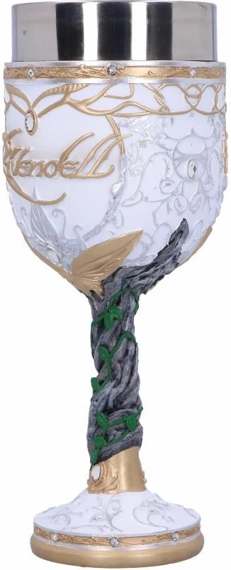 Krigë koleksionuese NEMESIS NOW Lord of the Rings Rivendell, 19.5 cm, rezinë me insert inox, bardhë/ari/jeshile