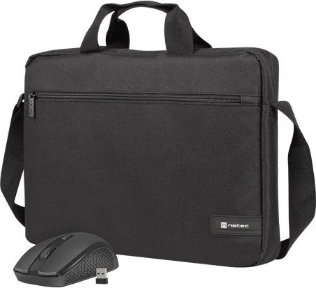 Çantë laptopi Natec Wallaroo 2 me maus, 15.6", të zeza
