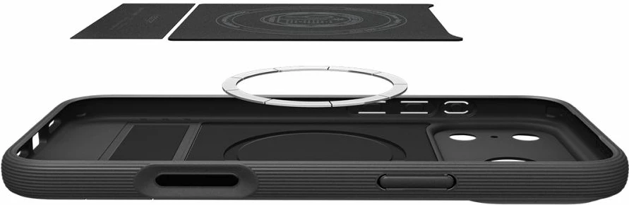 Mbështjellës Spigen Parallax S me MagSafe për iPhone 17 Pro, TPU me këmbë mbajtëse, e zezë mat