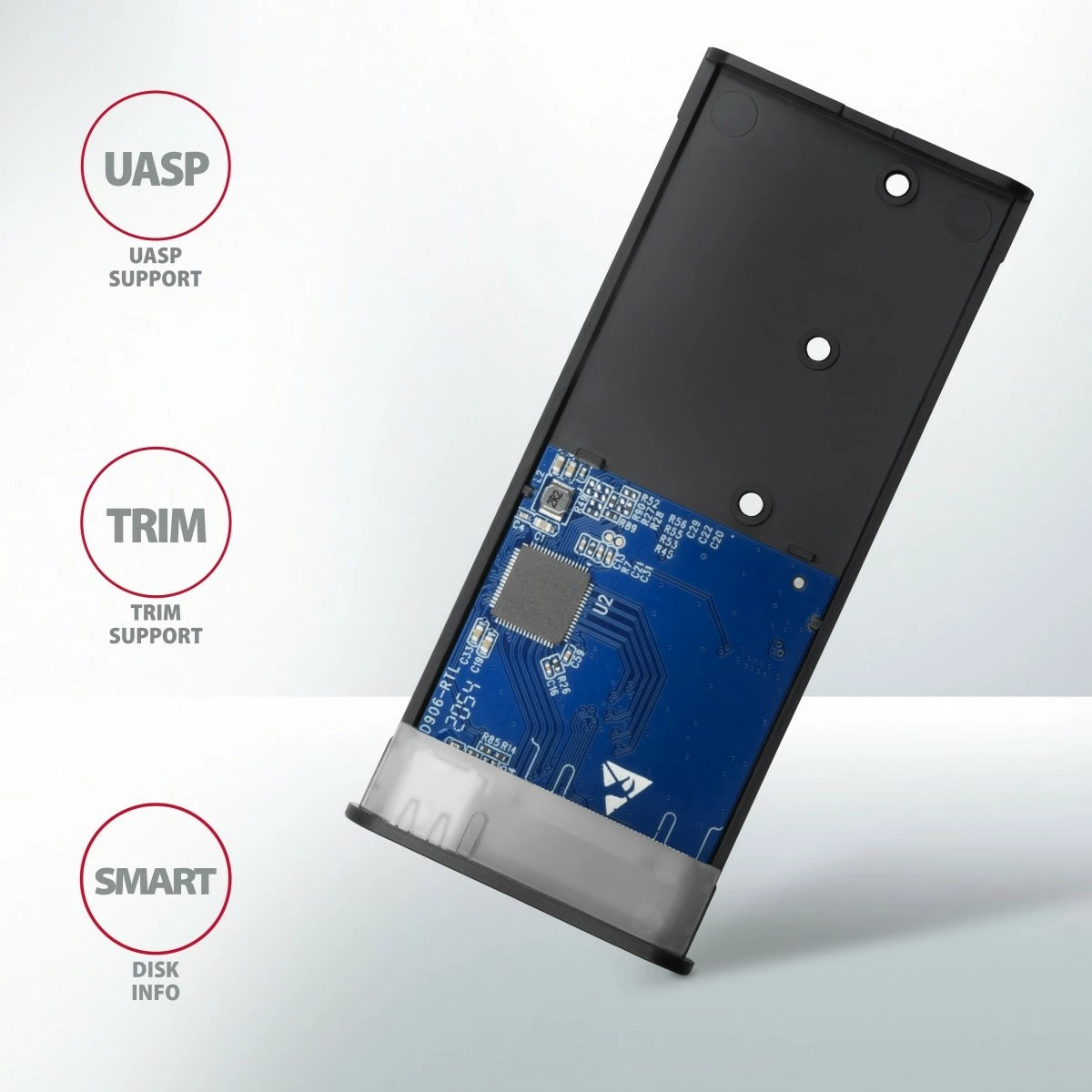 Kasë e jashtme AXAGON EEM2-SG2 për SSD M.2 NVMe & SATA, USB-C 3.2 Gen 2, Alumini, Argjendtë