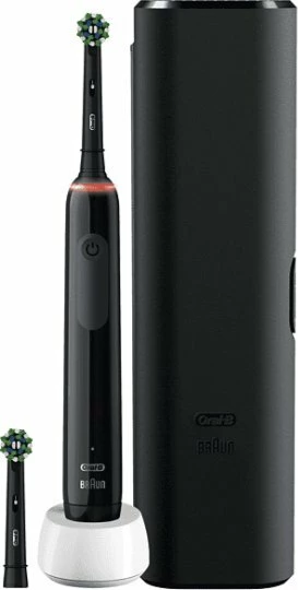 Furçë dhëmbësh elektrike Oral-B Pro 3 3500, rrotulluese, 3 moda, sensor presioni, bateri 120 min, me çantë udhëtimi, 2 koka, e zezë