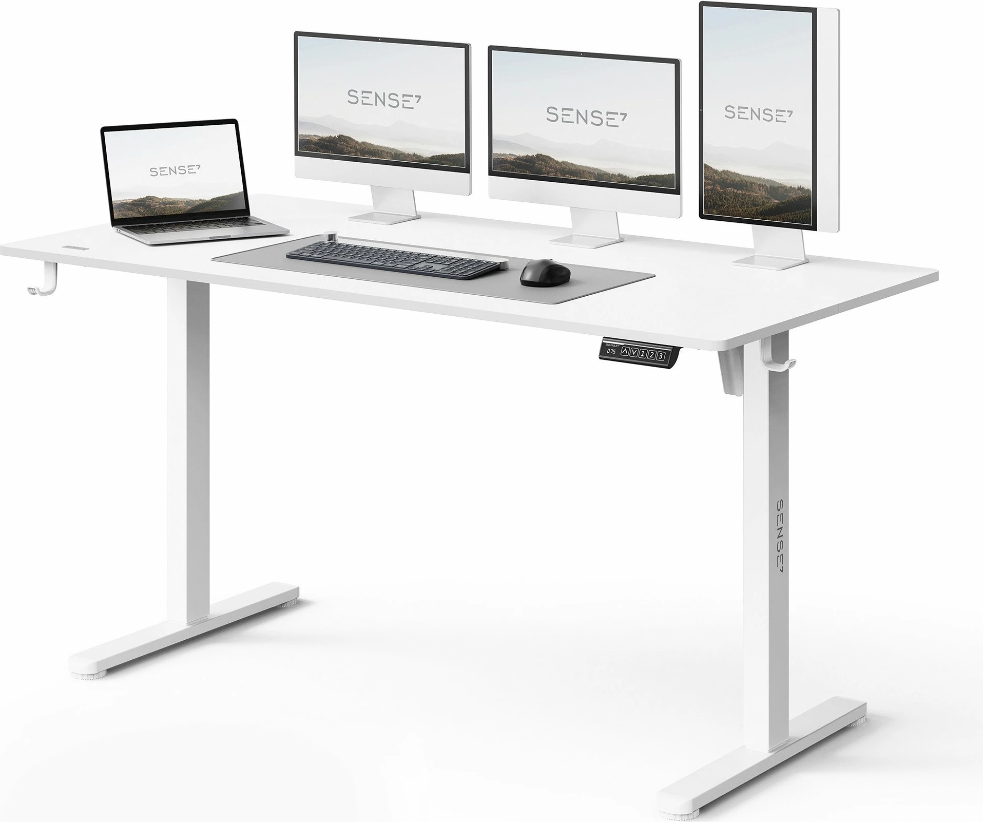 Tavolinë elektrike gaming SENSE7 NOJO LIGHT 140x70 cm, lartësi 72-118 cm, e bardhë