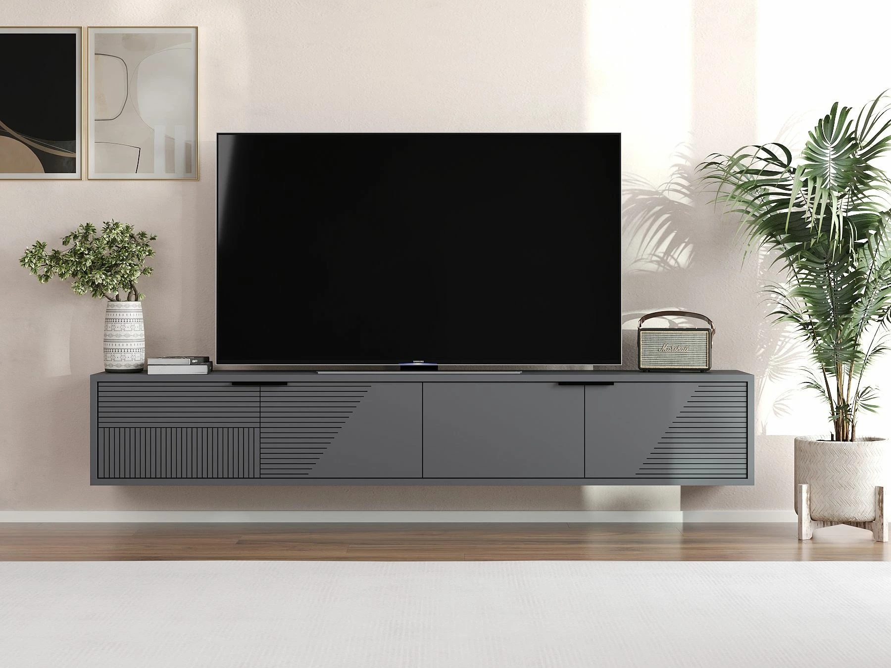 Komodë TV Skye Decor, ngjyrë antracit, Parla