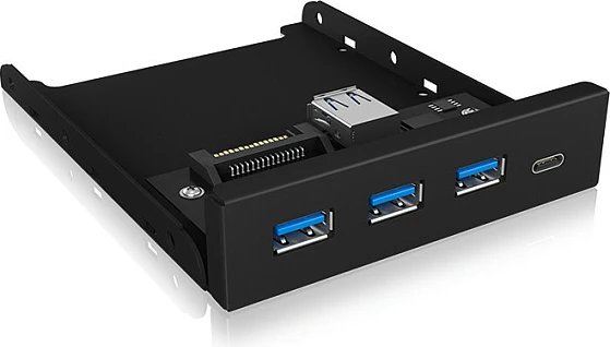 Hub USB ICY BOX IB-HUB1418-i3, panel i përparmë për kasë, 3x USB-A 3.2 Gen 1, 1x USB-C, i zi