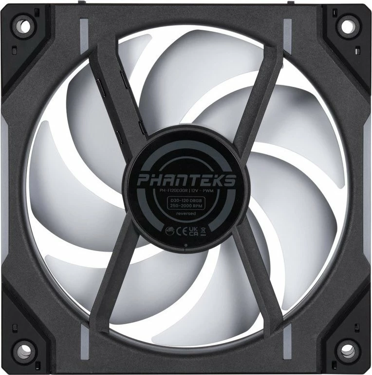 Ventilator kasë PC Phanteks D30-120 D-RGB Reverse, 120mm, PWM 4-pin, 3 copë, i zi