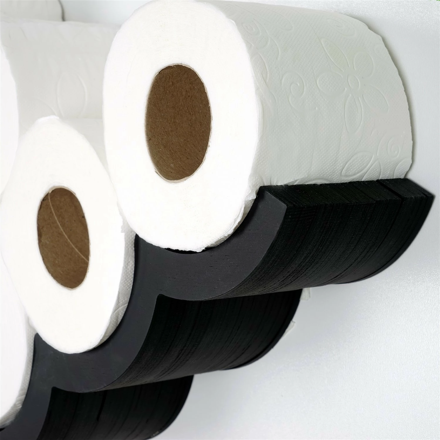 Mbajtës letre higjienike prej druri, ngjyrë e zezë, Hanah Home, WC018