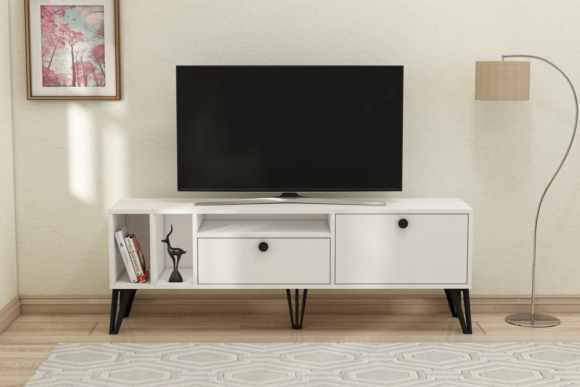 Komodë TV Hanah Home, Aris, e bardhë