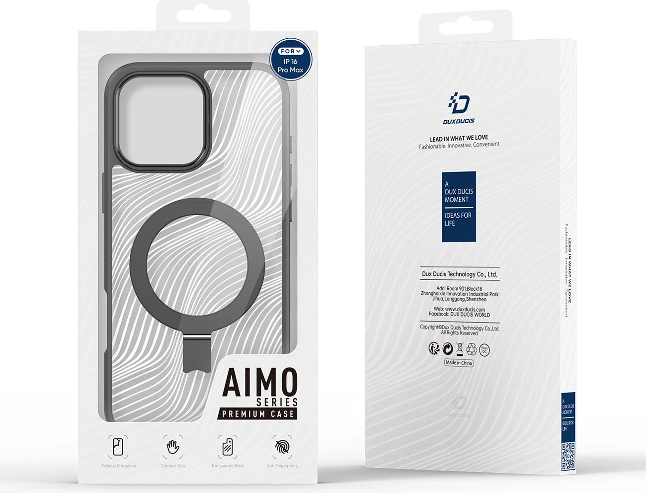 Mbështjellës Dux Ducis Aimo Mag për iPhone 16 Pro Max, me MagSafe dhe mbajtëse, i zi