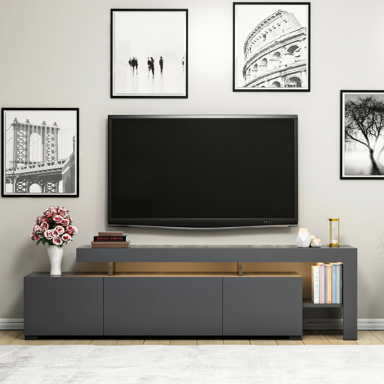 Komodë TV Skye Decor, ngjyrë antracit, Beliz