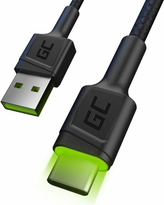 Kabllo USB Green Cell GC Ray KABGC06, 1.2m, me dritë të gjelbër