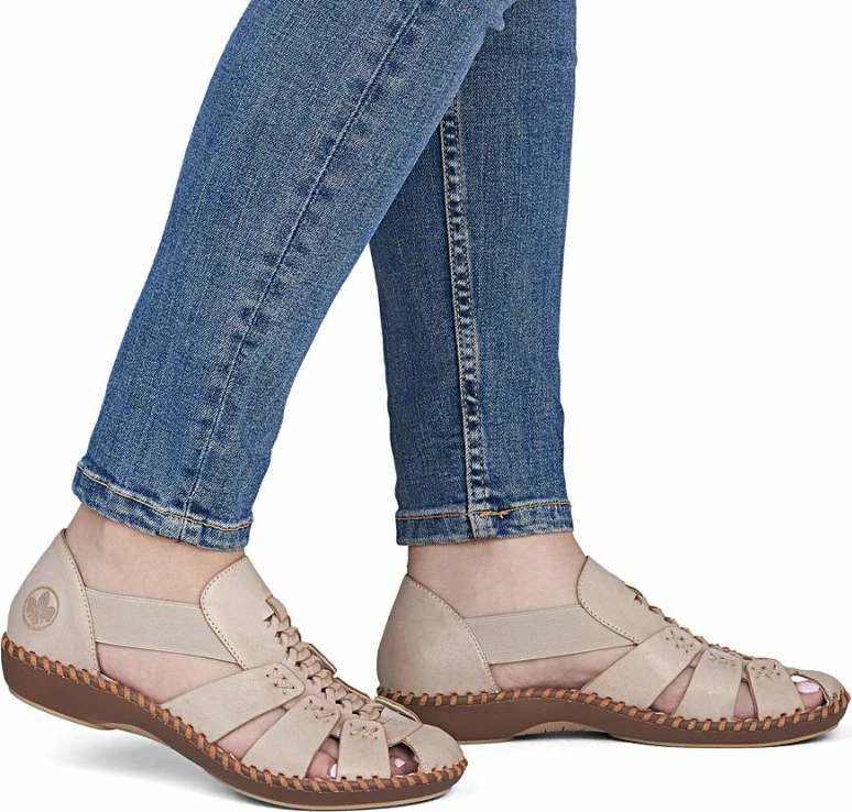 Sandale lëkure për femra Rieker M1679-60, bezhë