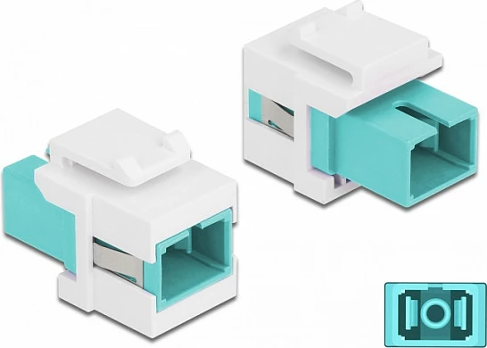 Modul Keystone DeLOCK SC Simplex femër në SC Simplex femër, flat, aqua/bardhë