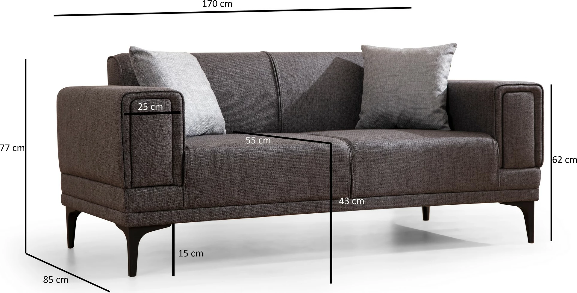 Divan dy ulëshe Atelier del Sofa, Horizon, ngjyrë gri e errët