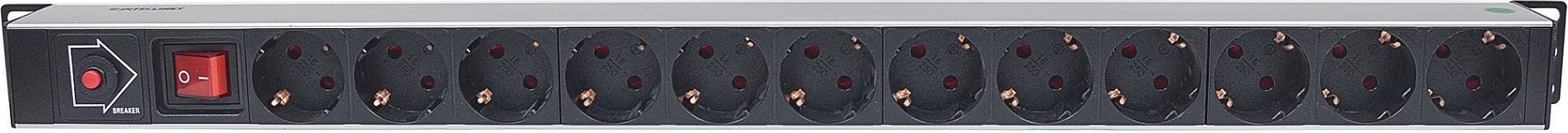 Shirit prizash rack Intellinet 714044, 1U, 12x Type F (Schuko), 1.8m, 16A, i zi