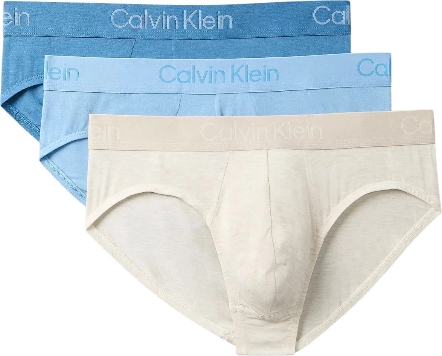 Të brendshme për meshkuj Calvin Klein Underwear Hip Brief 3PK LV00NB4191, bezhë/blu