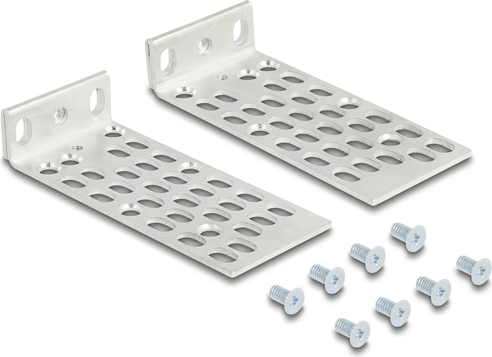 Set montimi për rack DeLOCK Universal 1U, 2 braketë metalikë, argjendtë