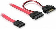 Kabllo SATA Slimline DeLOCK, 0.5m, Male/Female, e kuqe