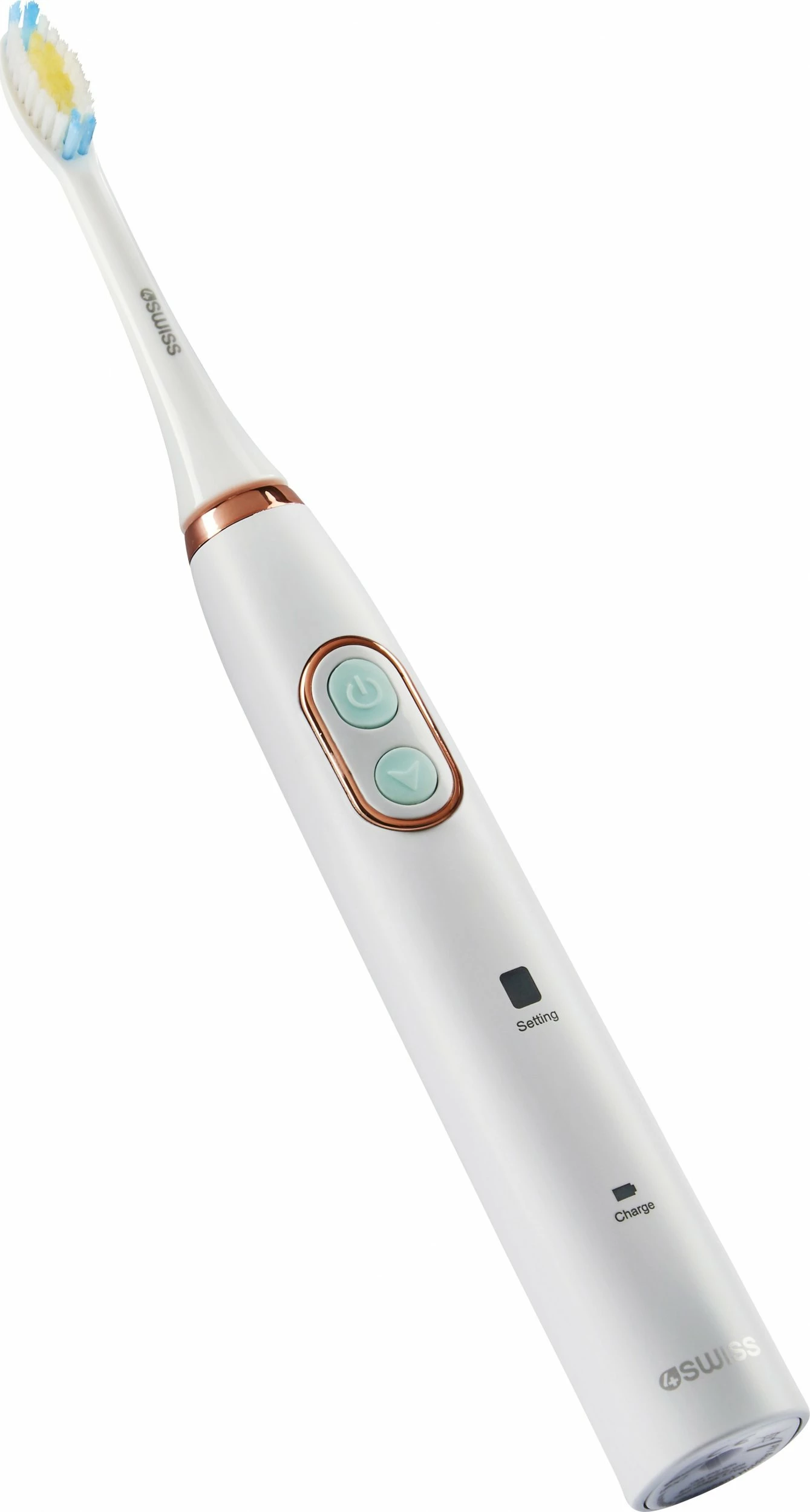 Furçë dhëmbësh elektrike sonike 4Swiss ST212 Sensitive Care Golden Edition, 2 koka + këllëf udhëtimi, e bardhë