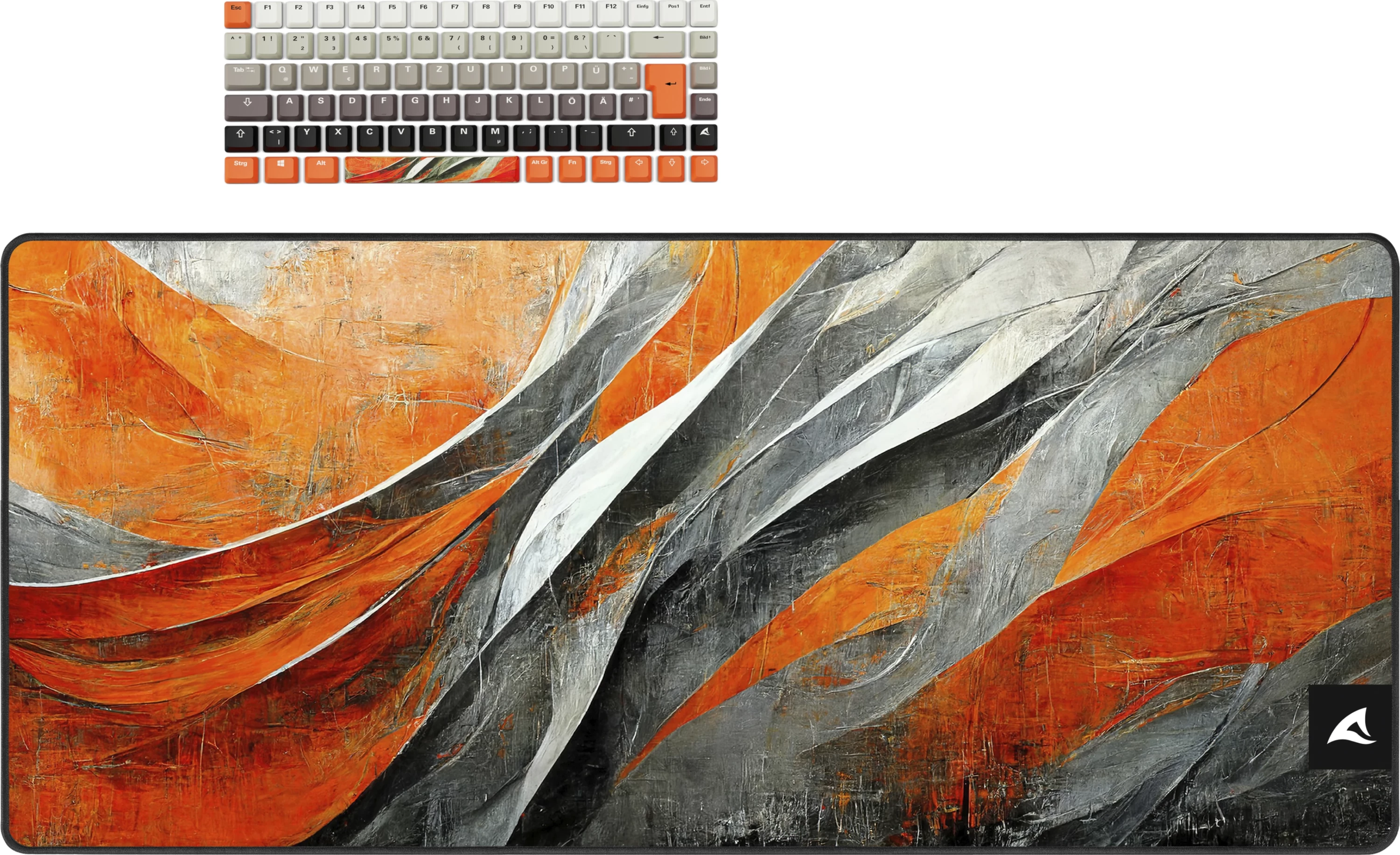 Tastierë mekanike SHARKOON SKILLER SGK50 S3 Design Bundle D6, me mauspad të madh, portokalli/gri