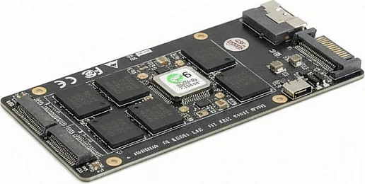 Adapter konvertues DeLOCK SFF-8654 8i në 2x M.2 NVMe Key M, e zezë