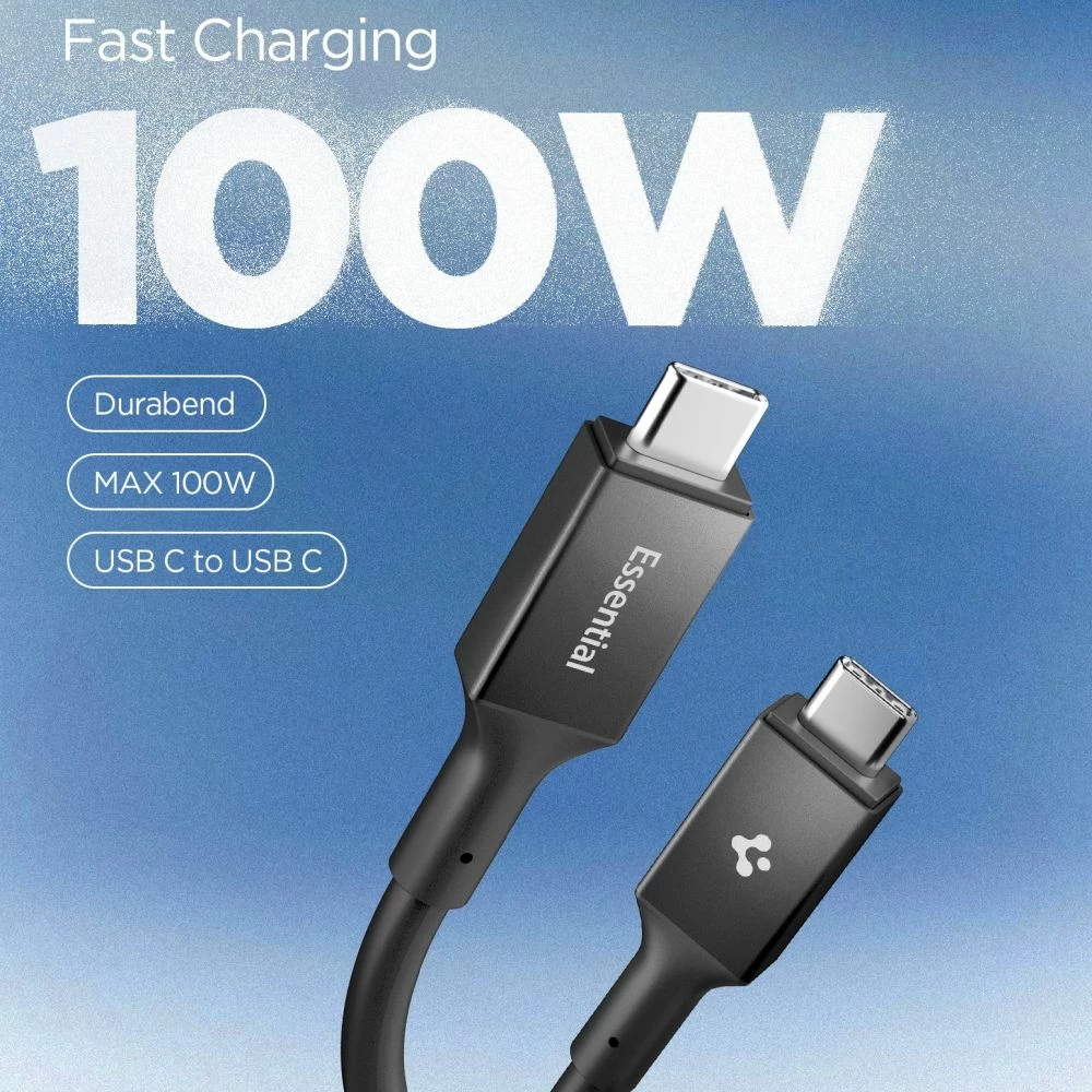 Kabllo USB-C Spigen Essential EB10020CC 100W, 2 m, e zezë, 1 copë