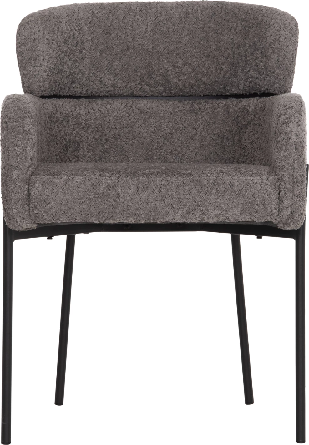 Karrige WOLF FH8583.01, stof boucle gri, këmbë metalike të zeza, 58x58x80H cm., set prej 2 copësh