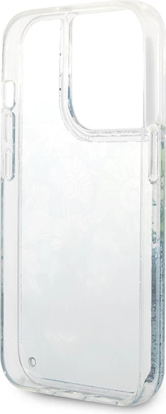 Mbështjellës Guess Flower Liquid Glitter për iPhone 14 Pro Max, Gjelbër