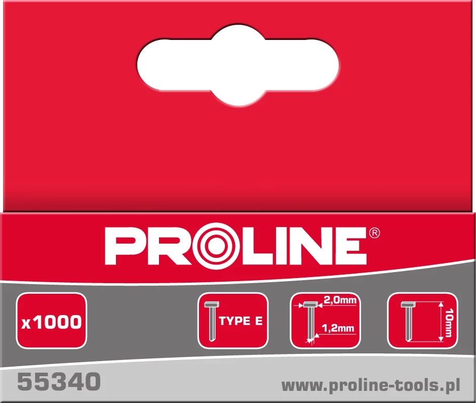 Sponka, Proline 55340, tip E/J 10 mm, 2.0 x 1.2 mm, paketë 1000 copë