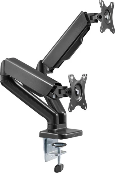 Mbajtës për dy monitorë UVI Dual Gas Spring VESA UVIDVGSDM 17–32\", 2x9 kg, montim në tavolinë, zi