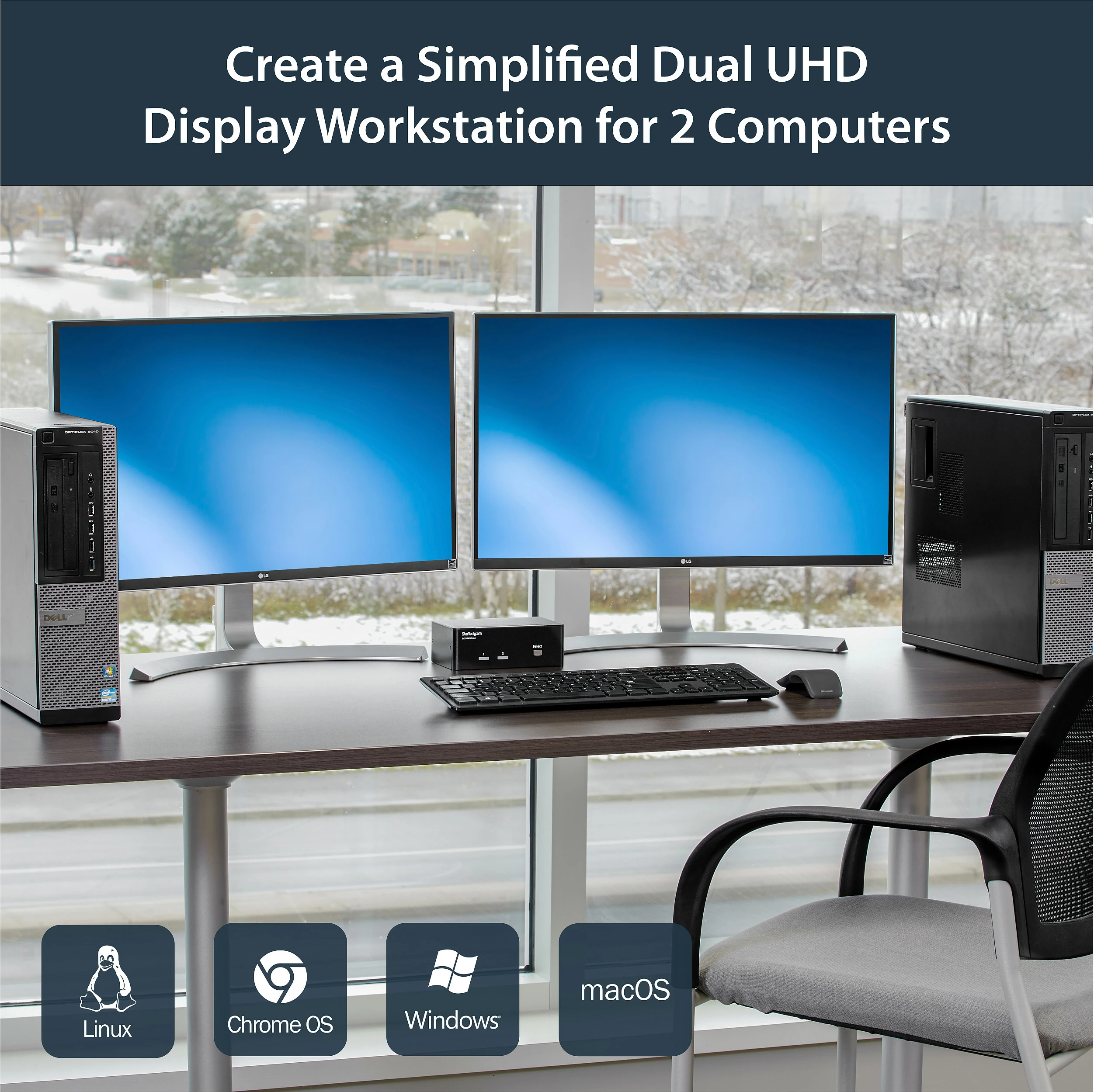 Switch KVM StarTech SV231DPDDUA2, 2-Port DisplayPort Dual Monitor, 4K 60Hz, i zi
