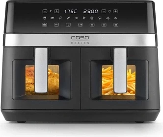 Fritezë me ajër të nxehtë CASO AirFry DuoChef 3186, 14 L, 2200 W, 2-in-1 furrë, e zezë/argjendtë