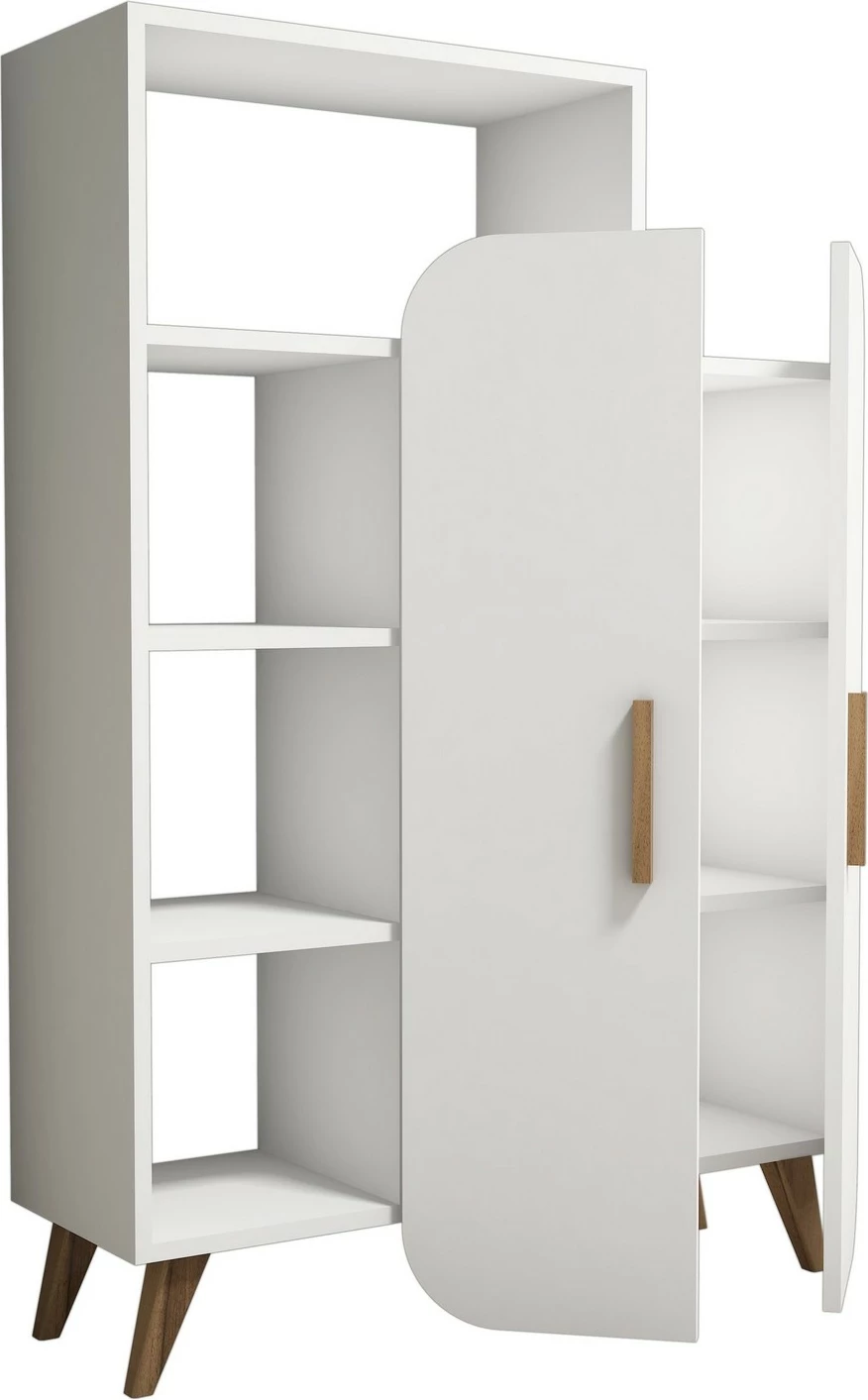Raft librash Hanah Home, formë moderne, ngjyrë e bardhë