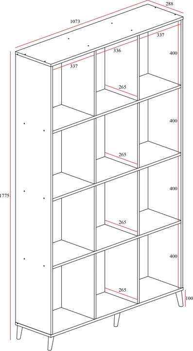 Raft librash FIRENZE, ngjyrë sonoma, 107x28,6x178cm