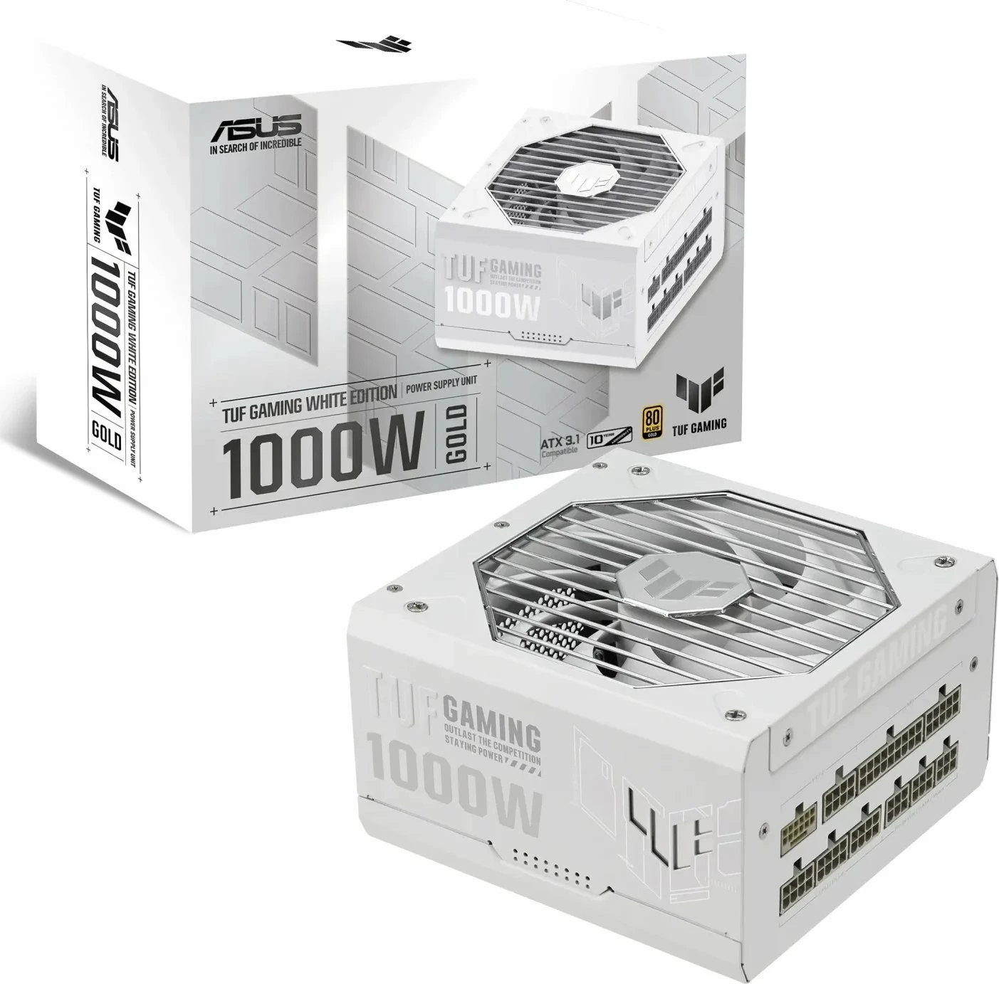 Furnizues energjie Asus TUF Gaming 1000W 80 Plus Gold ATX 3.1 Fully Modular (90YE00S5-B0NA00), e bardhë