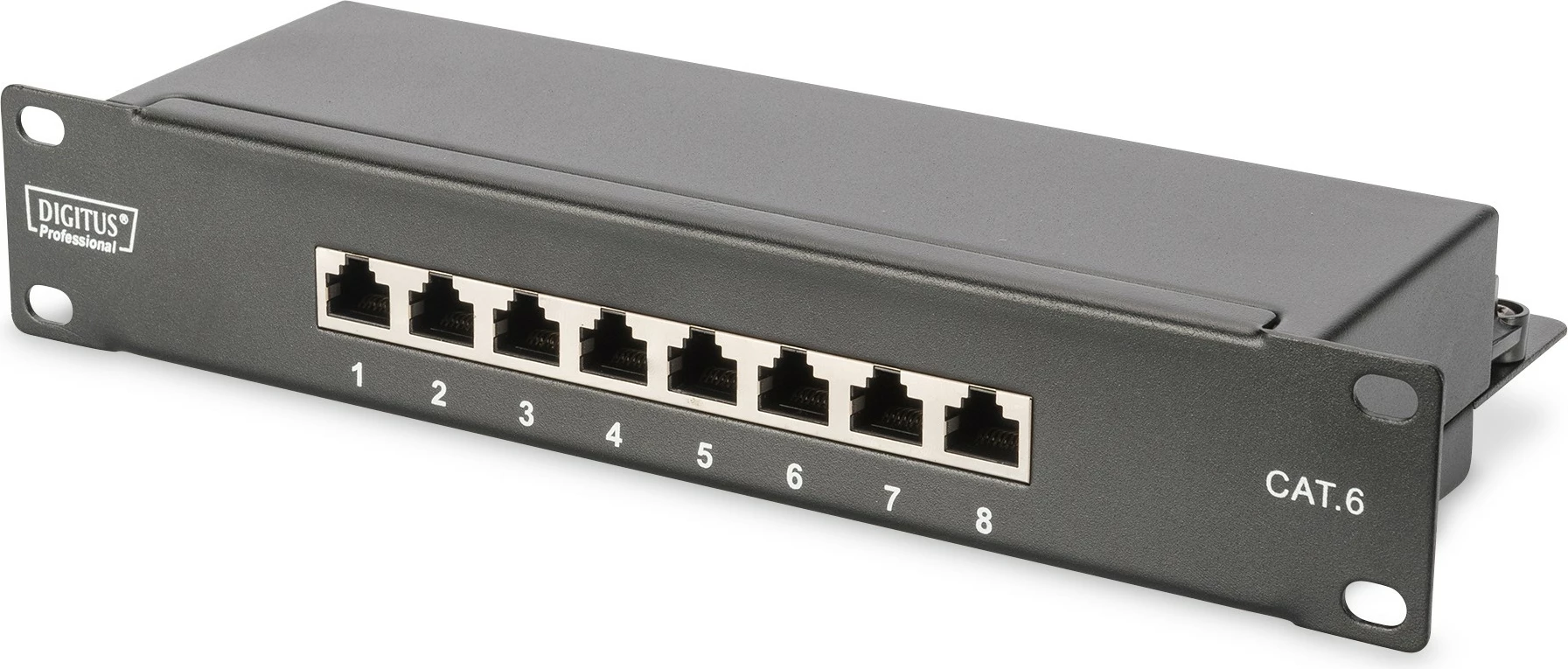 Patch panel Digitus 8-portë Cat6, 1U, i zi