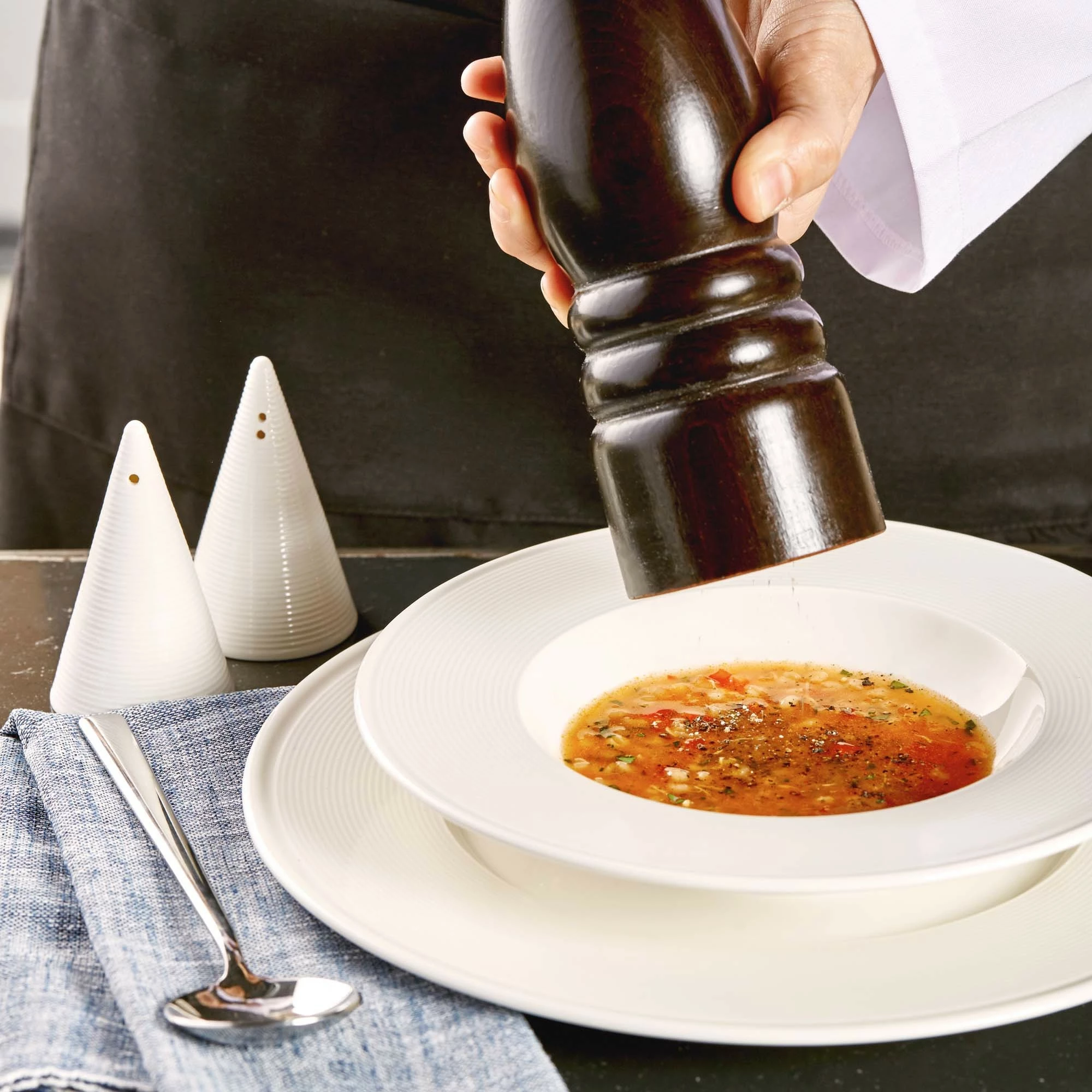 Pjatë e sheshtë Porland Line Ø320 mm, krem, set 6 copë