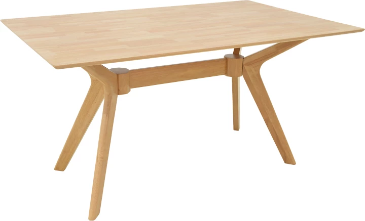 Tavolinë ngrënieje Raffles, dru natyral rubberwood dhe MDF, 150x90x76cm