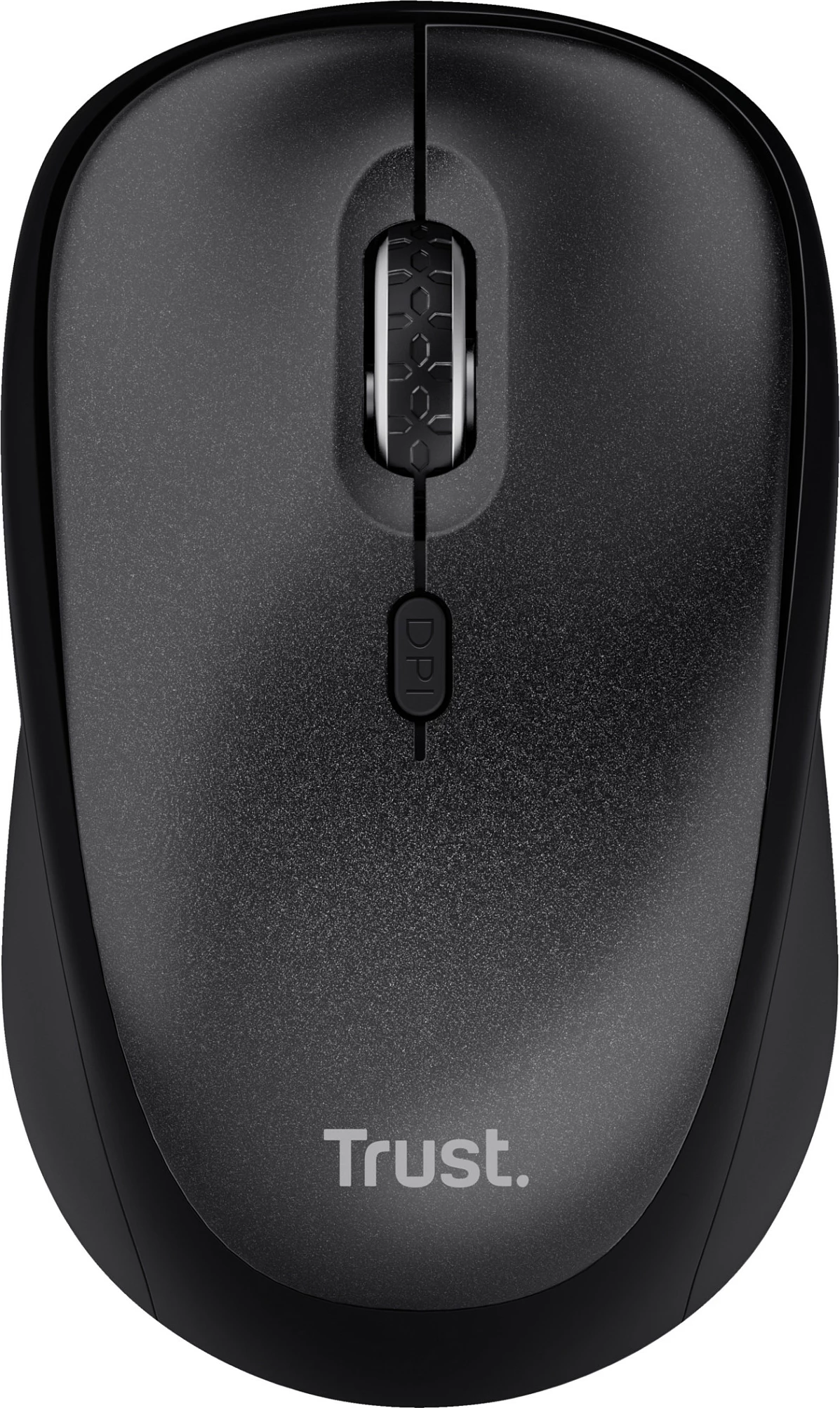 Maus Trust TM-201, wireless RF 2.4GHz, 1600 DPI, për dorë të djathtë, i zi