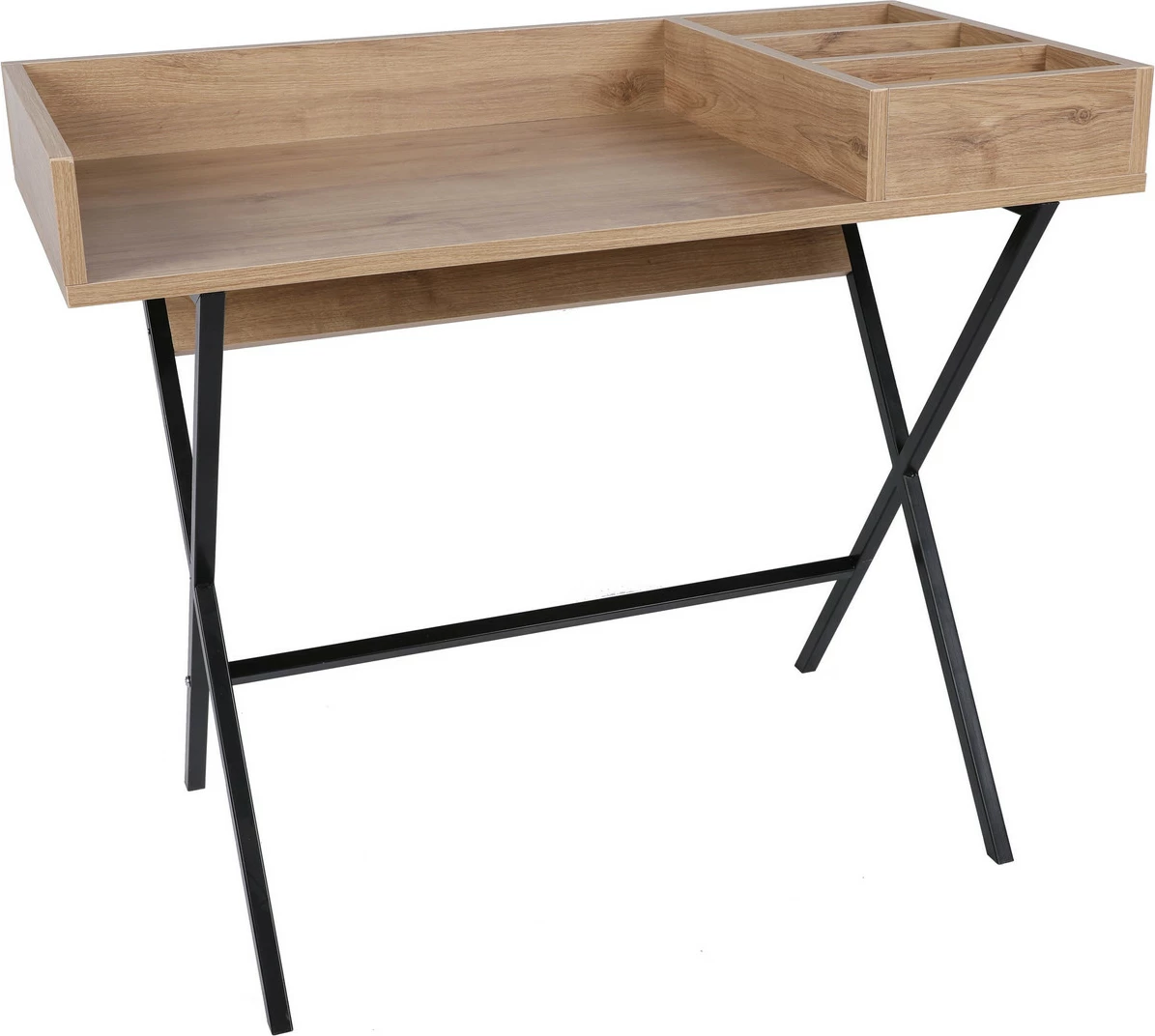Tavolinë pune për studim, ngjyrë lisi dhe e zezë, Skye Decor, Roma