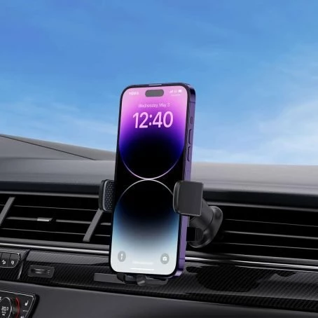 Mbajtëse telefoni për veturë Baseus UltraControl Pro, 5.4-7.2 inç, rrotullim 360°, krah 12-17 cm, hapje automatike, e zezë