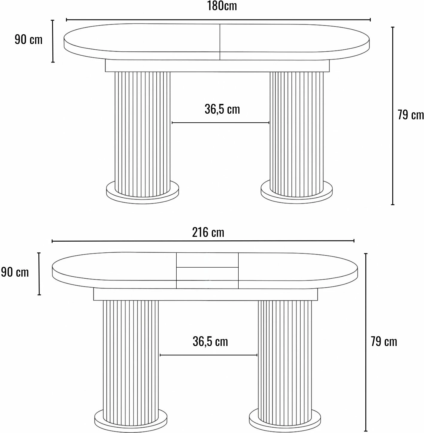 Tavolinë ngrënieje e zgjatshme, Skye Decor, Gusto - 2953